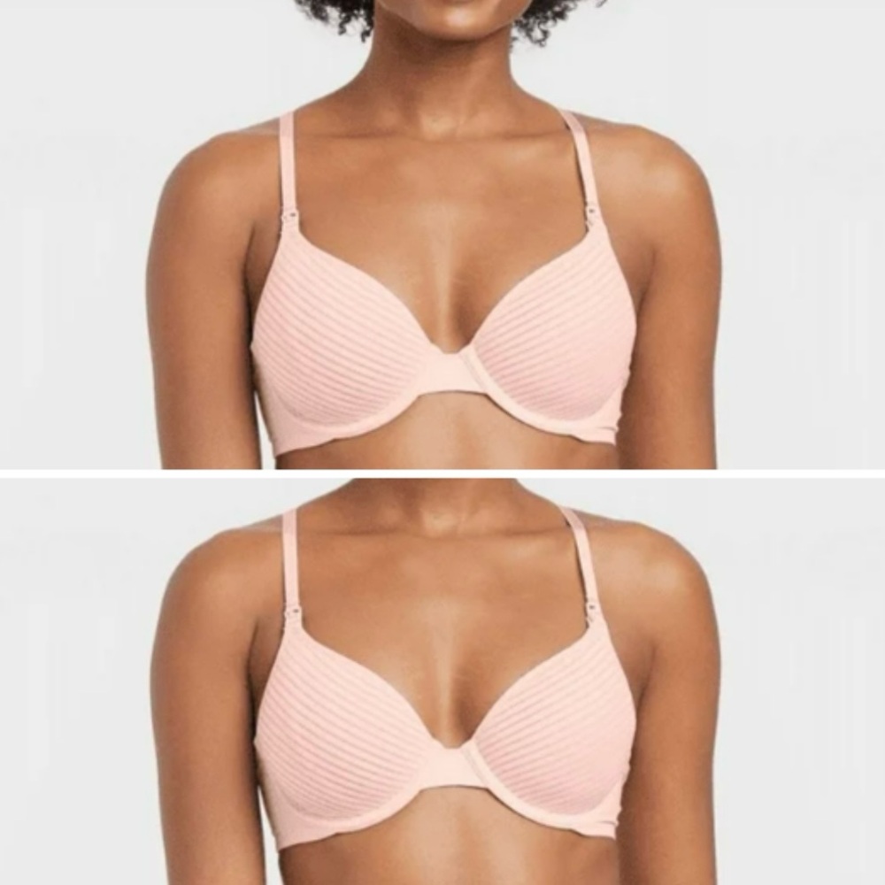 Auden 34B Nursing Demi Bra BUNDLE x2 Lightly Lined Underwire Maternity Pink New
